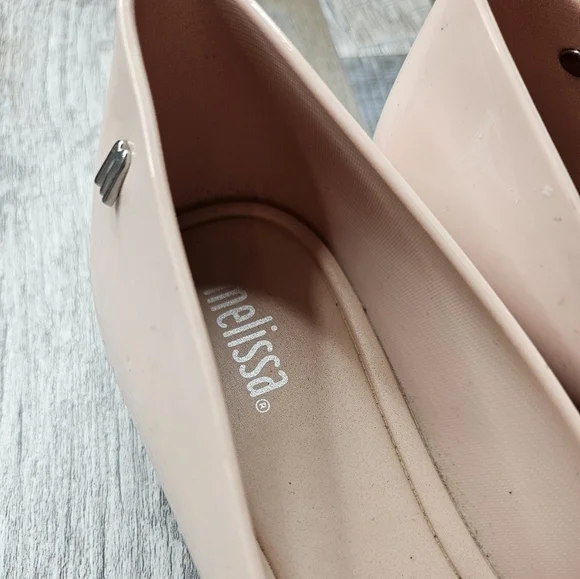 Melissa Flats Balerina Ultragirl Light Pink with Copper Flowers Womens 7 - Picture 3 of 8